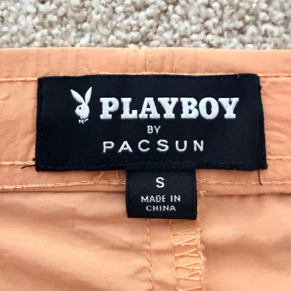Playboy Swim Trunks Mens Small Peach PacSun Bunny Logo Nylon Board Shorts